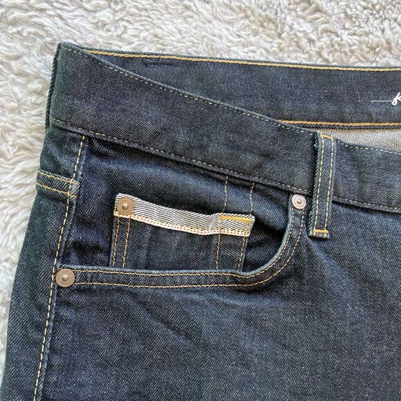 7 For All Mankind Men’s Slimmy Selvedge Denim Jeans Indigo Dark Blue 36X33 - Picture 4 of 9
